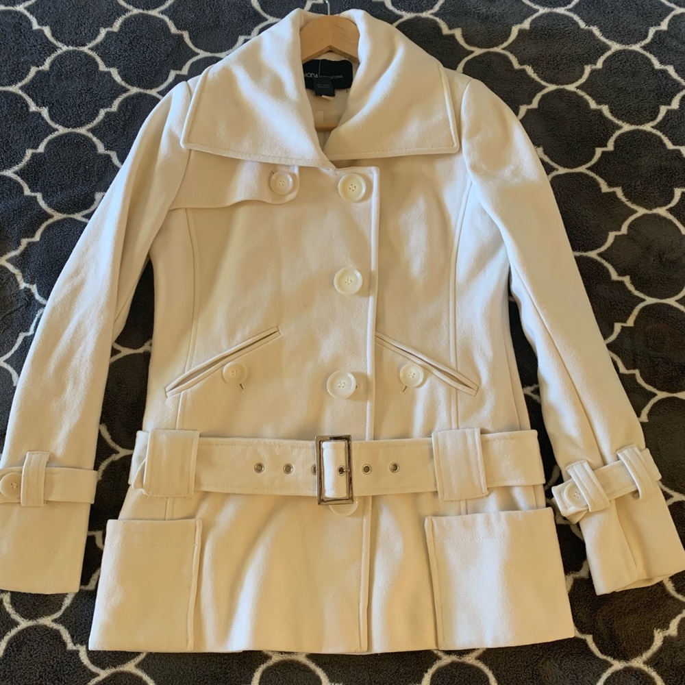 Moda International Off-White Double-Breasted Pea Coat